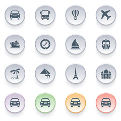 Canvas Print - Travel icons on color buttons.