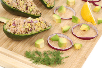 Wall Mural - Avocado salad with tuna.