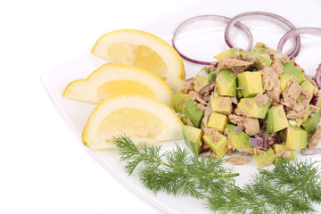 Wall Mural - Avocado salad and tuna.