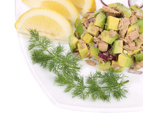 Sticker - Avocado salad and tuna.