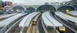Train leaves Paddington railway station in London, UK, panorama