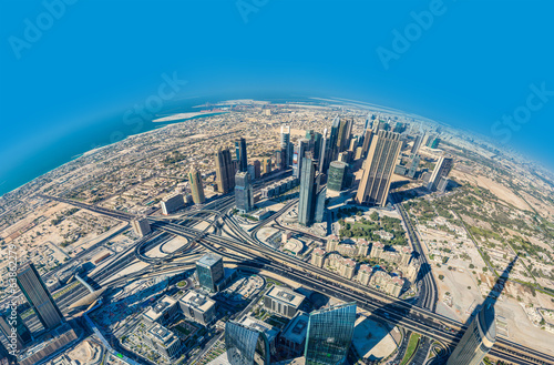 Plakat na zamówienie Dubai downtown. East, United Arab Emirates architecture. Aerial