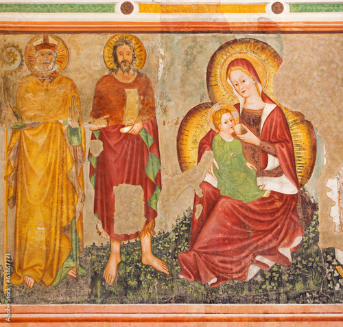Board z aluminiowym obramowaniem Treviso - fresk madonna ludzkości w ul. 