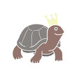 Brown turtle cartoon with crown - Vector