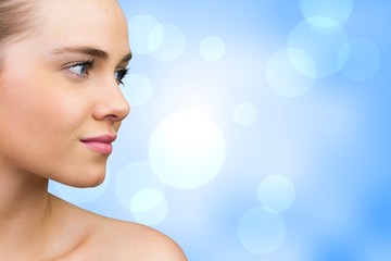 Fototapete - Composite image of smiling blonde natural beauty