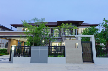 Modern house at night