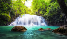 Tropical Waterfall In Thailand, Nature Photography