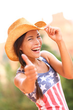 American Cowgirl Woman Happy Excited Thumbs Up