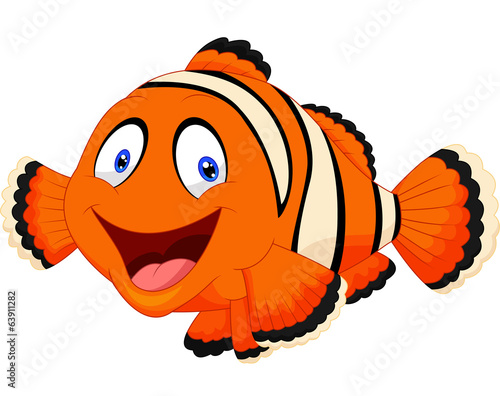 Naklejka ścienna Cute clown fish cartoon