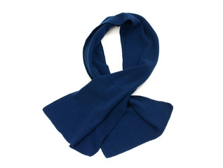 His dark blue scarf for winter.Blue scarf isolated on white.