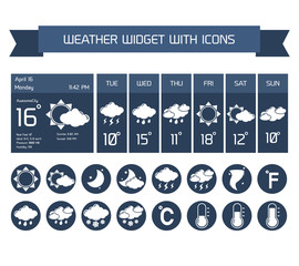 Wall Mural - weather widget icons set