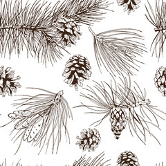 Poster - Pine branches seamless pattern