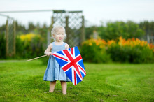 Adorable Little Girl With United Kingdom Flag