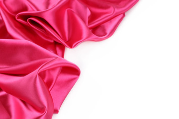 Pink silk drape.