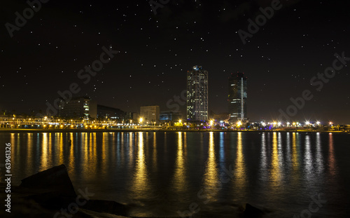 Fotoboard na płycie Barcelona nocą z morza