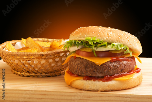 Naklejka samoprzylepna Hamburger i frytki iii