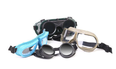 Various protective eyeglasses.