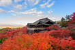Kiyomizu-dera stage with fall colored leaves