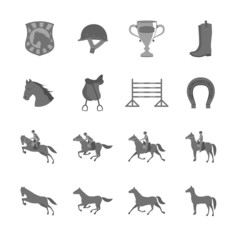 Poster - Horse with riders flat icons set