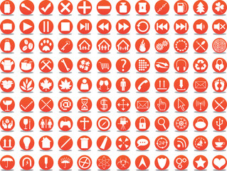 Wall Mural - Orange icon collection illustrated on white