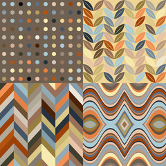 Poster - Set of Vector Retro Seamless Abstract Wavy Backgrounds