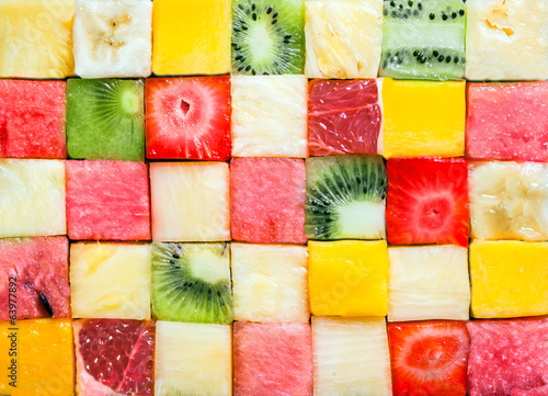 Motif de fond et la texture des cubes de fruits Tableau sur Toile