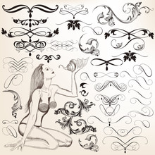 Collection Of Vector Decorative Flourishes For Design