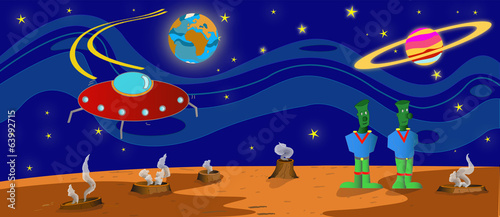 Obraz na płótnie canvas trzyczęściowy "tryptyk" Ufo