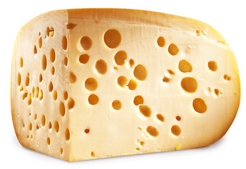 Wall Mural - Quarter of Emmental cheese head. Clipping paths.