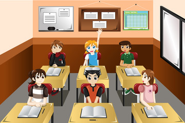 Wall Mural - Kids in classroom