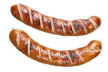Fried Sausages On White Background