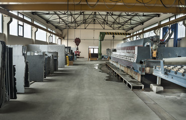 Stone industry - cutting line in saw mill