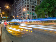 Taxi Lights In New York City Near Union Square