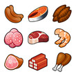Meat food icons set