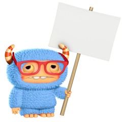 Canvas Print - 3d cartoon blue monster