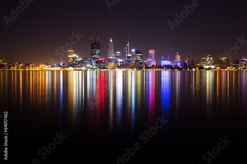 Obraz na płótnie canvas dwuczęściowy "dyptyk" Perth panoramę miasta w nocy