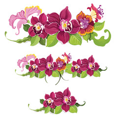 Wall Mural - Tropical flower elements pattern