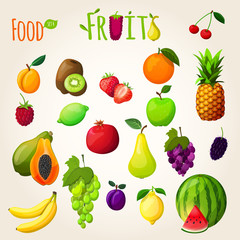 Wall Mural - Fresh fruits set