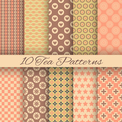 Wall Mural - tea abstract vector seamless patterns (tiling, swatch)