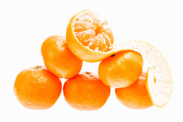 Wall Mural - Fresh mandarin citrus isolated tangerine mandarine orange in hea