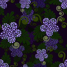 Seamless Dark Green And Purple Floral Wallpaper