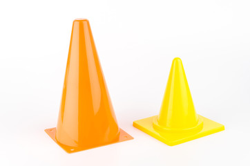 Traffic cones isolated white background