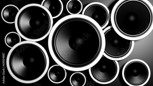 Fototapeta dla dzieci Multiple various size black speakers background