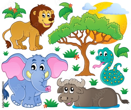 Obraz w ramie Cute African animals collection 2