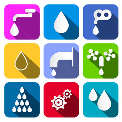 Wall Mural - Colorful Vector Water Symbols - Icons Set