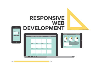 Poster - Responsive design web development flat illustration