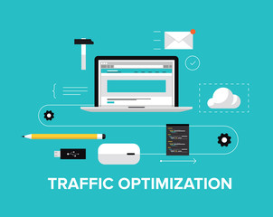 Wall Mural - Website traffic optimization flat illustration