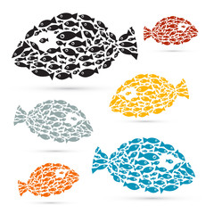 Sticker - Colorful Fish Shaped Abstract Fish Set Illustration