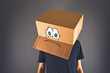 © Bits and Splits - Man with cardboard box on his head and sad face expression