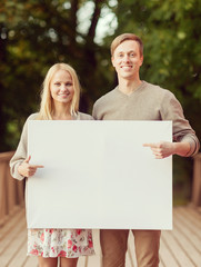 Poster - couple on the bridge with blank white board